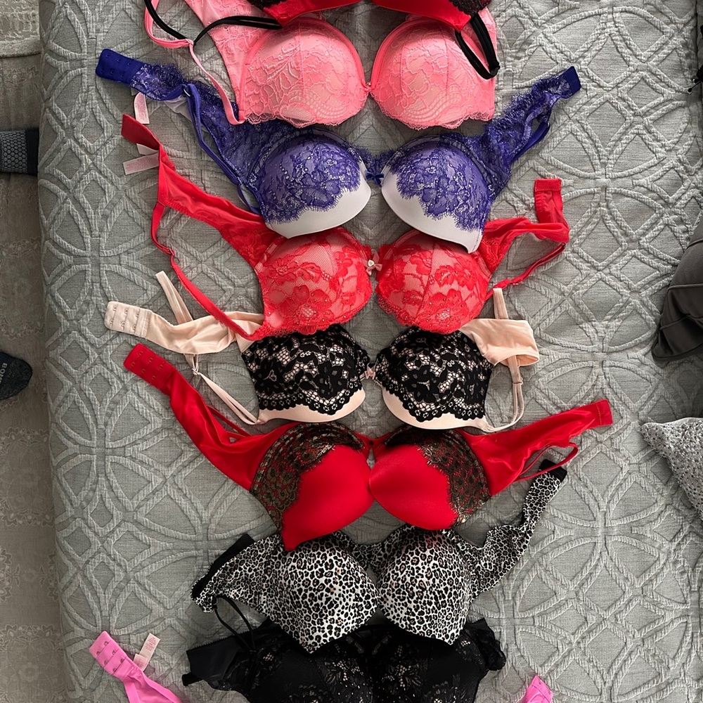 Victoria Secrets Dream Angel Push up  Lace Bra Set - Red, Pink, Purple, Black